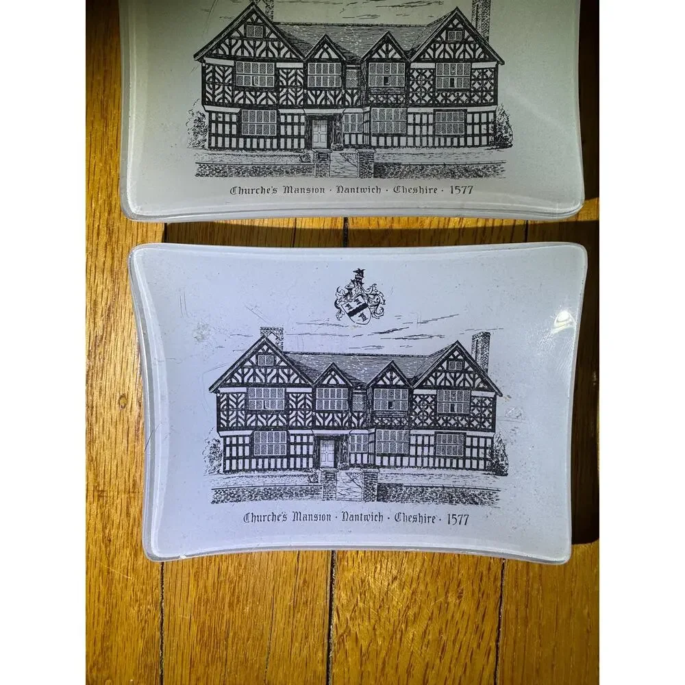 Pair of Vintage Trinket Dish Tray Ashtrays Cherches Mansion England